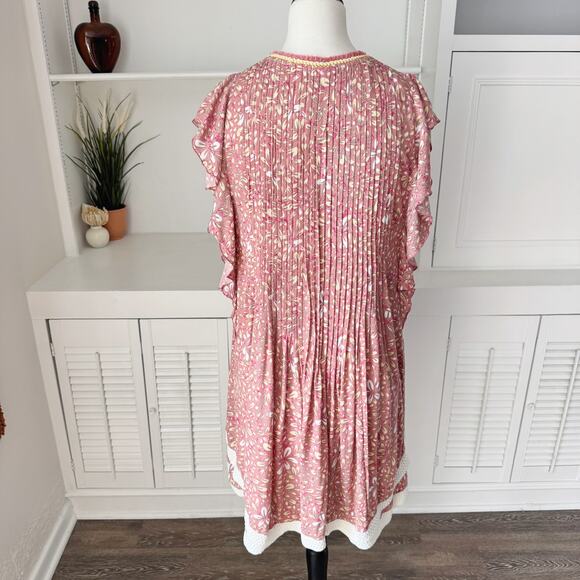 Poupette St. Barth Dusty Pink Floral Crochet Tassel Sasha Mini Dress Size XS - Picture 5 of 7